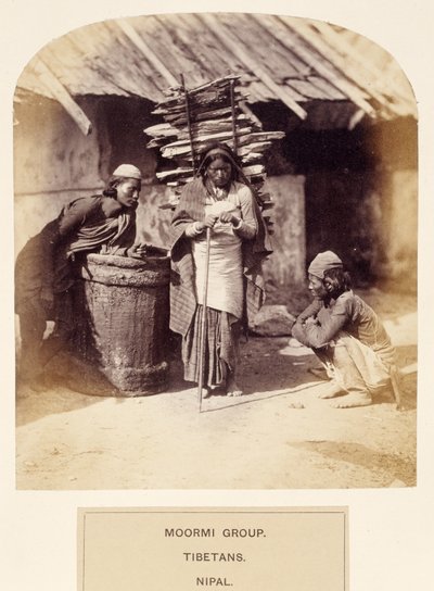 Grupo Moormi, Tibetanos, Nipal, de The People of India, por J. Forbes Watson, publicado en 1868 de English Photographer